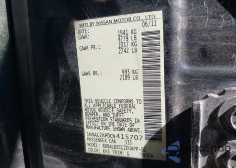 2012 Nissan Altima 2.5 S z USA, uszkodzony, nr VIN 1N4AL2AP0CN415707